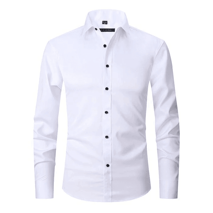 Men's slim fit long sleeve dress shirt for formal and business wear. Elegant button-up office shirt.