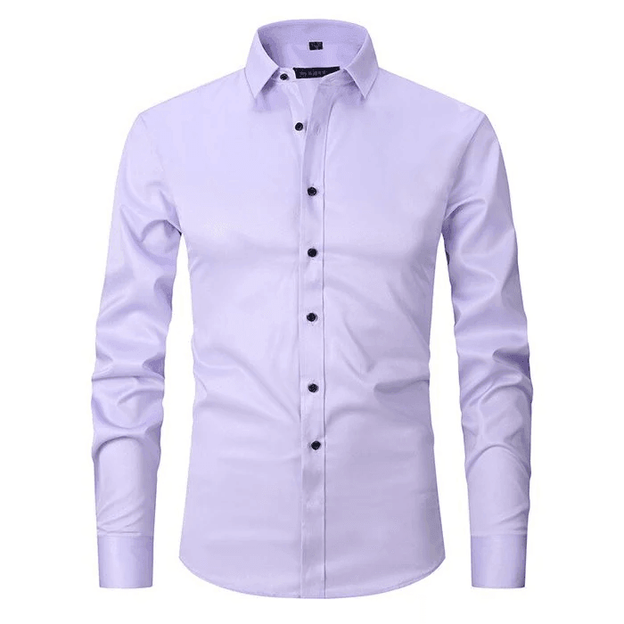 Men's elegant slim fit long sleeve dress shirt. A timeless choice for office wear and formal occasions.