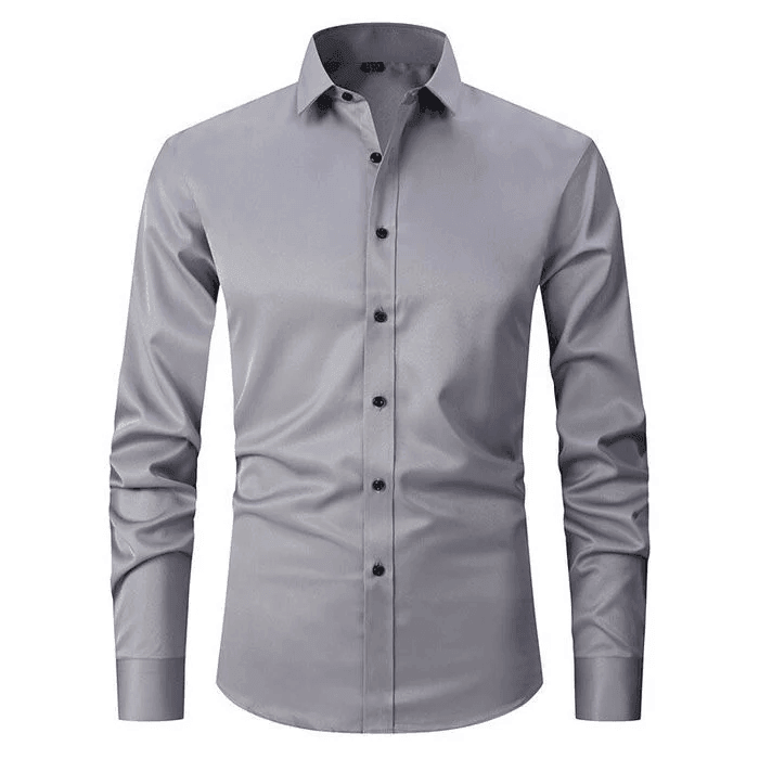 Professional men's slim fit dress shirt. Long sleeve button-up for a sleek business & formal look.