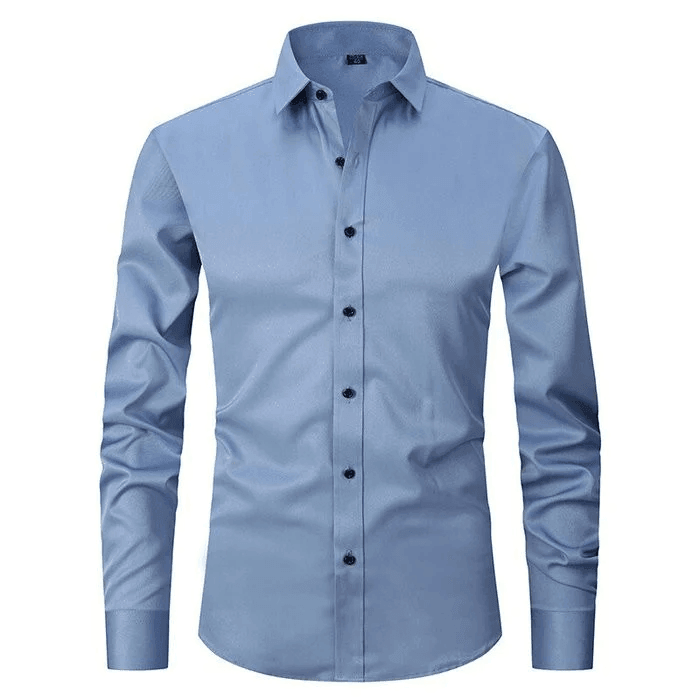 Crisp men's slim fit long sleeve dress shirt. Essential office wear for a sharp, professional look.