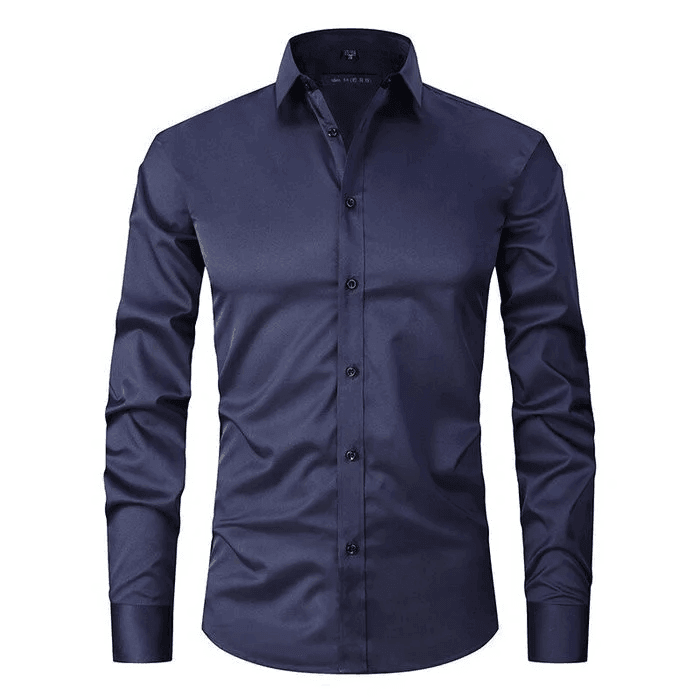 Versatile men's button-up long sleeve dress shirt. Slim fit for a modern and elegant business fashion.