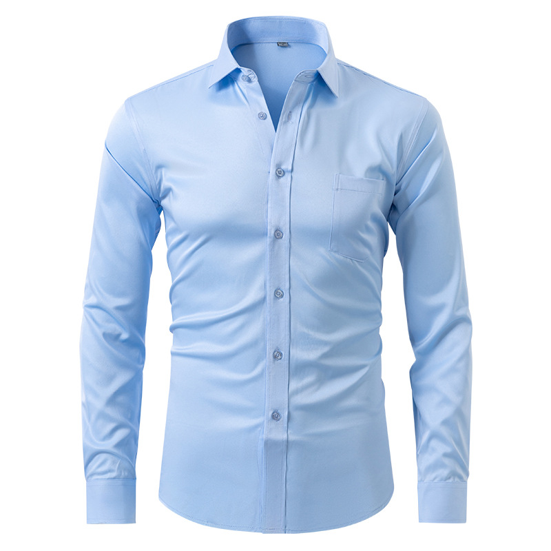 Classic men's collared slim fit dress shirt, offering sophisticated style for formal and business settings.