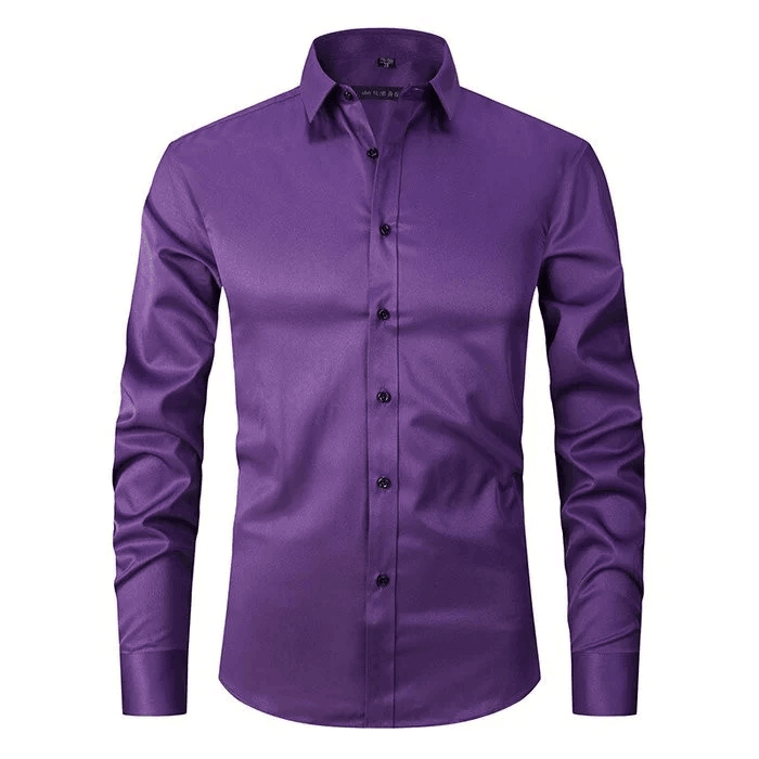 High-quality men's long sleeve slim fit dress shirt. Perfect for professional business wear and special events.
