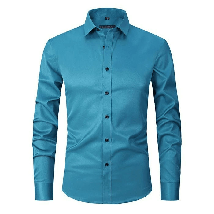 Refined men's slim fit dress shirt with long sleeves. A must-have formal & business fashion staple.