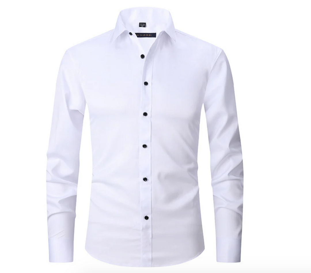 Slim-fit long-sleeve dress shirt for men, offering stylish comfort for business, office, or formal occasions.