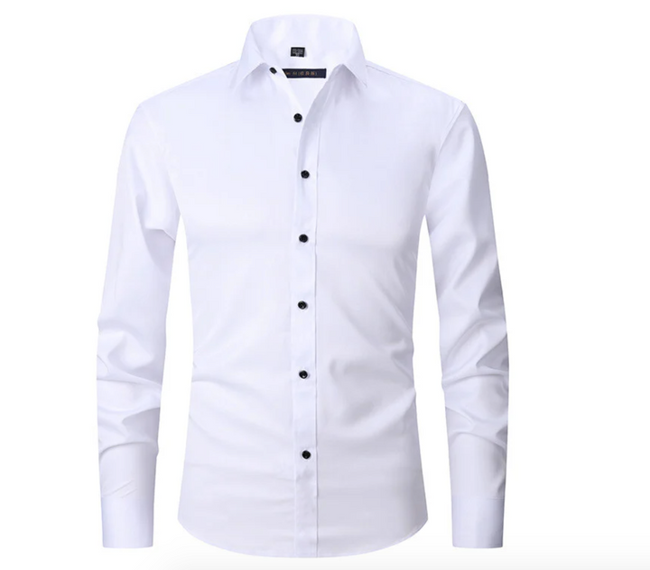 Slim-fit long-sleeve dress shirt for men, offering stylish comfort for business, office, or formal occasions.