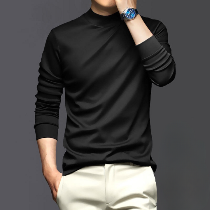 Men's slim-fit mock neck long sleeve top, a sleek modern essential for effortless casual style.