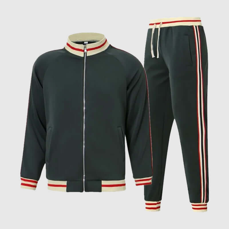 Men's slim fit performance tracksuit set, perfect for activewear, gym, or loungewear. Athletic two-piece jogger set.