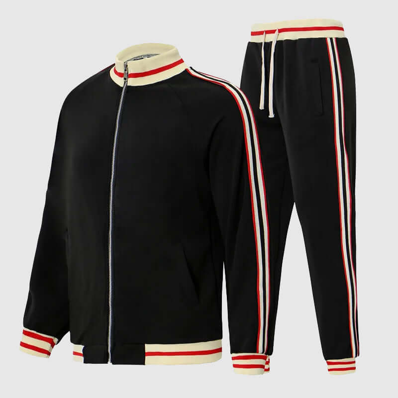 Comfortable men's slim fit performance tracksuit set. Ideal athletic wear for gym, jogging, or relaxed loungewear.