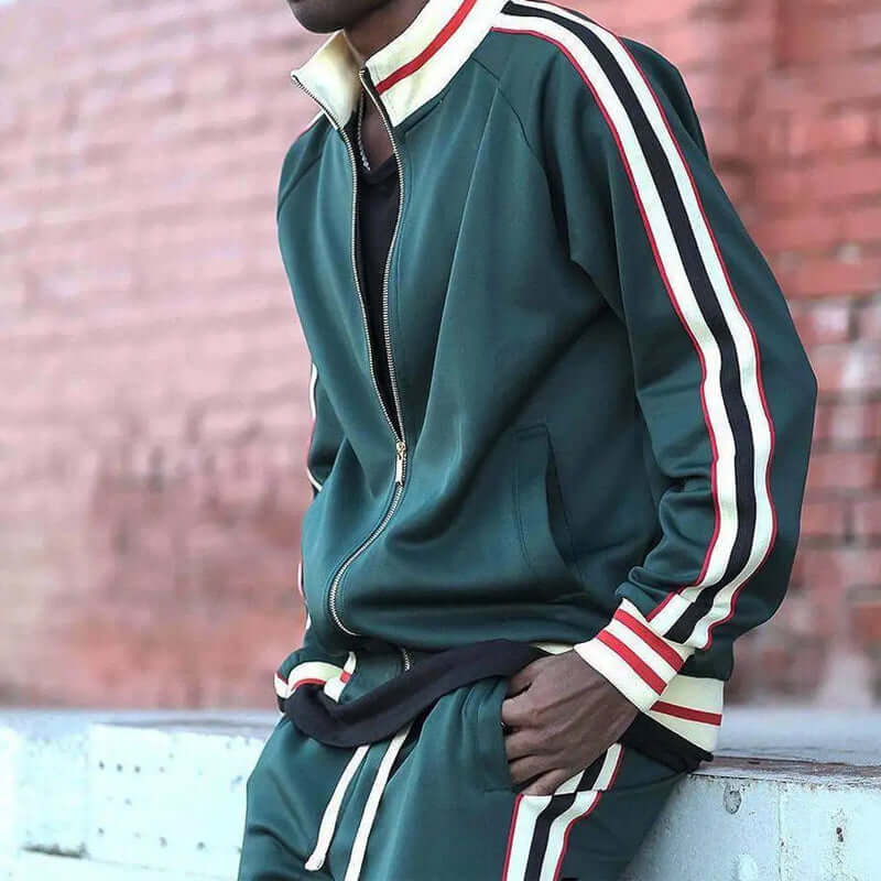 Versatile men's slim fit performance tracksuit set. Two-piece athletic jogger set, perfect for gym, sports, or loungewear.