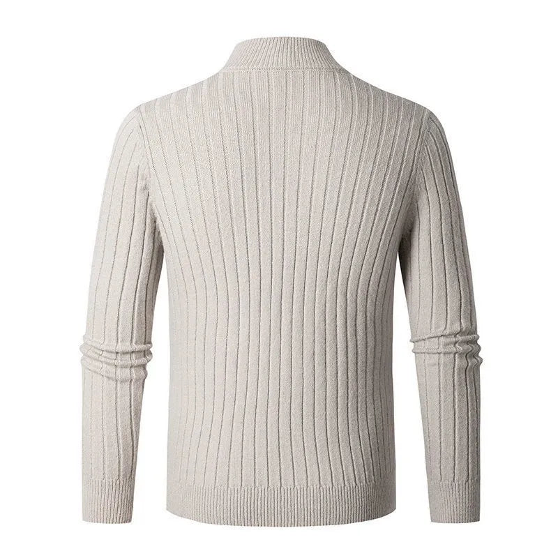 Comfortable men's quarter zip sweater, slim fit, long sleeve, excellent for casual fashion.