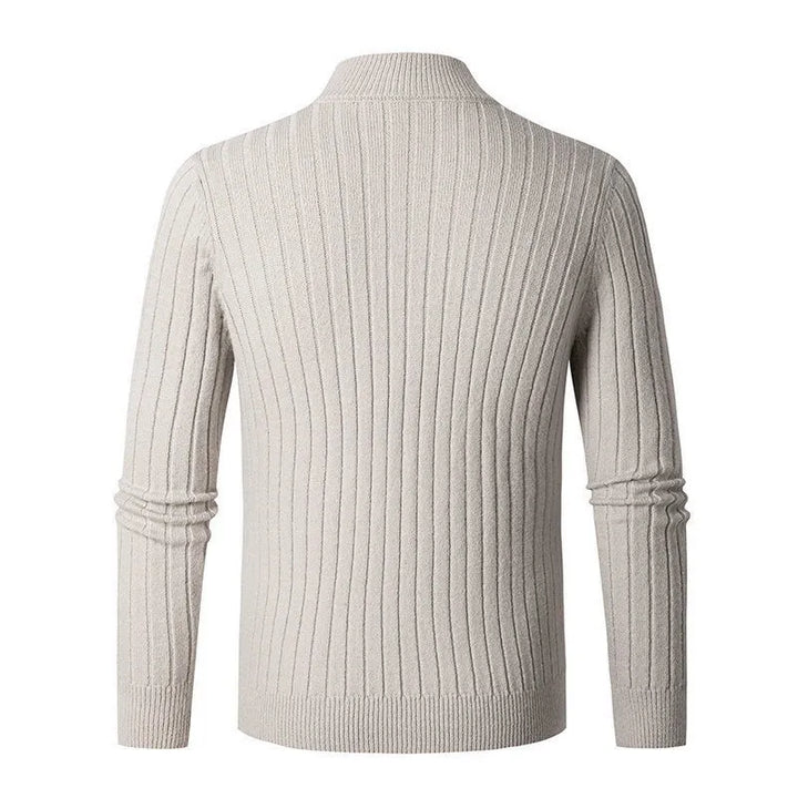 Comfortable men's quarter zip sweater, slim fit, long sleeve, excellent for casual fashion.