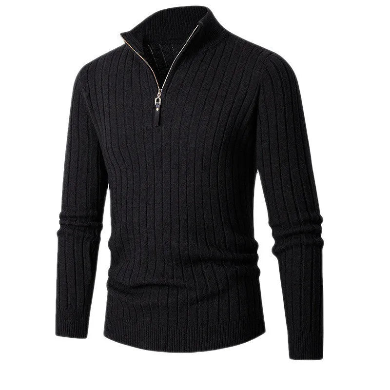Men's fashion quarter zip slim fit sweater, a comfortable and modern long sleeve pullover.