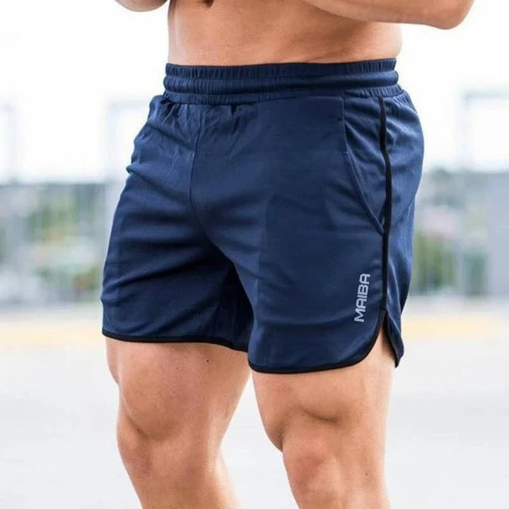 Elastic slim-fit men's swim trunks, quick-dry fabric, ideal for athletic swimming & active days.