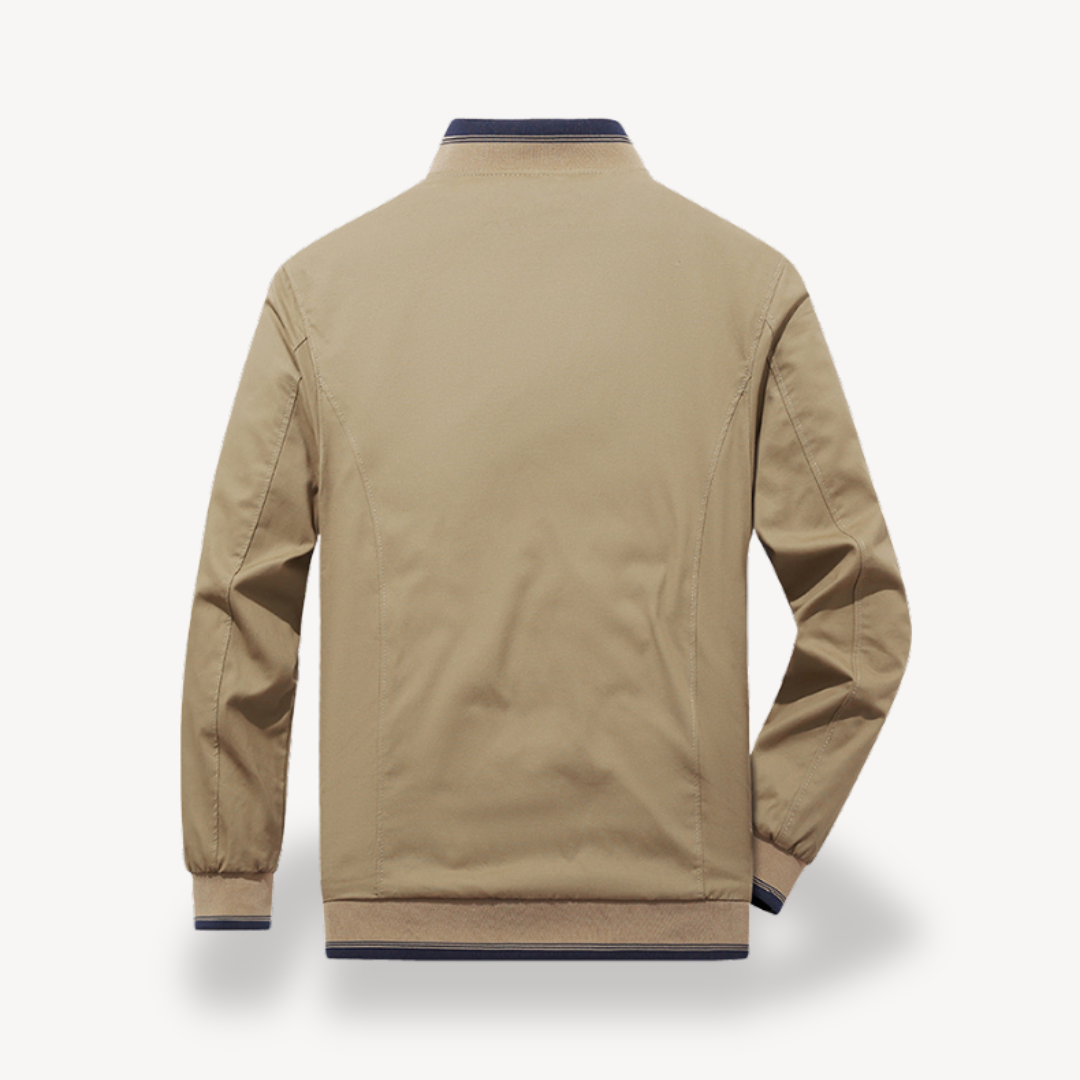 Stylish black men's slim fit bomber, reversible design for versatile outfits.