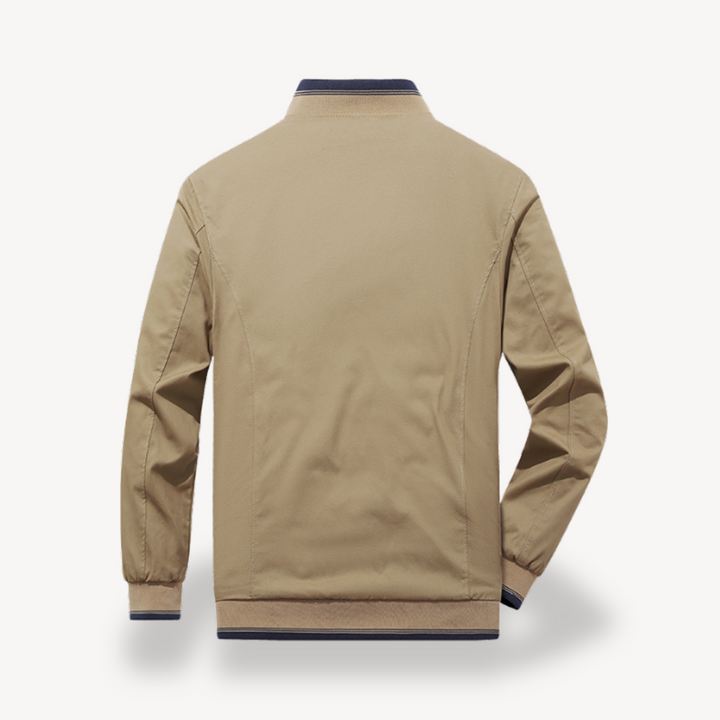 Stylish black men's slim fit bomber, reversible design for versatile outfits.