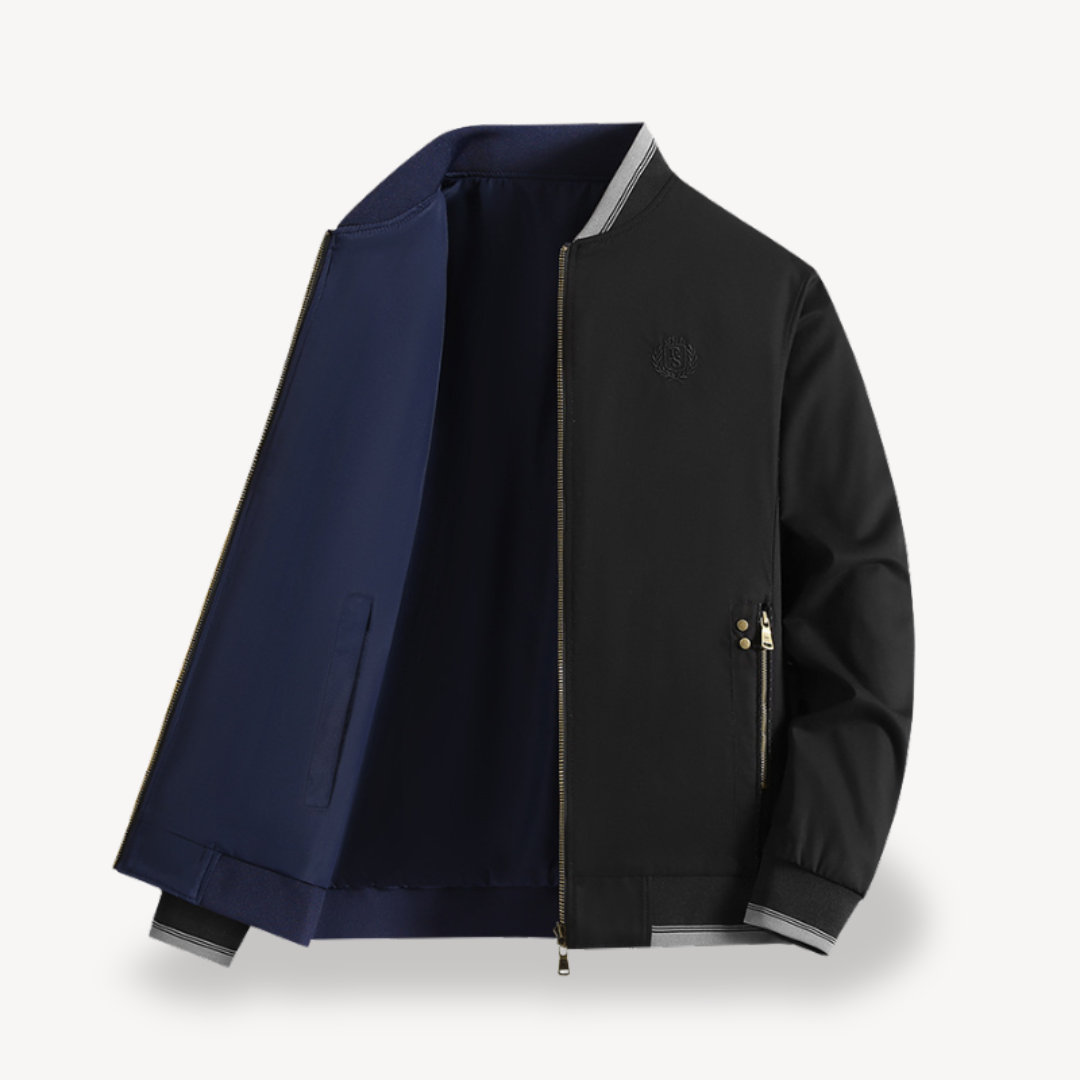 Casual men's slim fit bomber jacket, reversible design, great for everyday style.