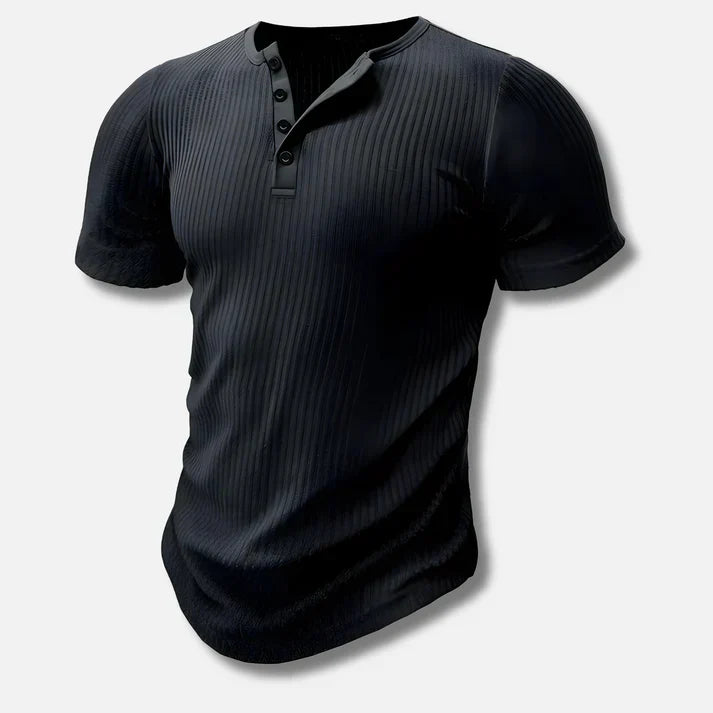 Men's slim-fit short-sleeve Henley t-shirt with button closure, perfect for casual wear & everyday style.