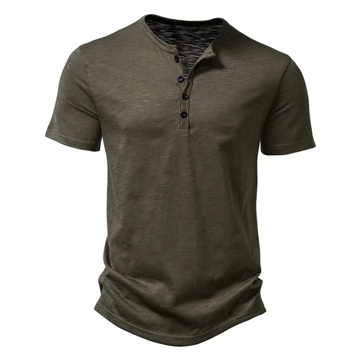Comfortable men's casual wear henley shirt, featuring a stylish button collar.