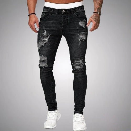 Men's Slim Fit Stretch Ripped Jeans - Stylish & Comfortable Everyday Denim