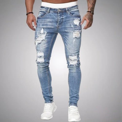 Men's Slim Fit Stretch Ripped Jeans - Stylish & Comfortable Everyday Denim