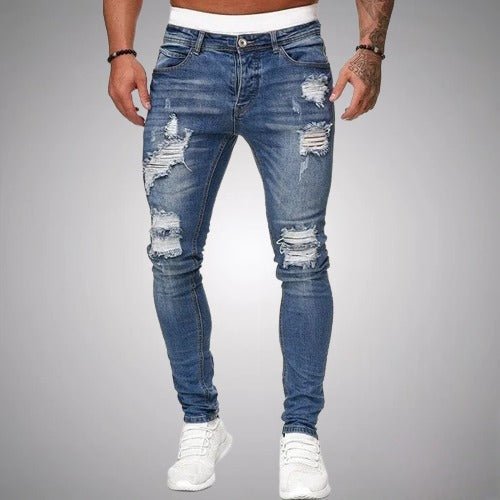 Men's Slim Fit Stretch Ripped Jeans - Stylish & Comfortable Everyday Denim