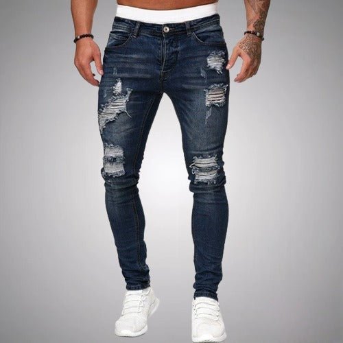 Men's Slim Fit Stretch Ripped Jeans - Stylish & Comfortable Everyday Denim