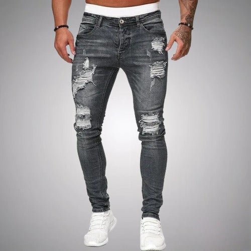Men's Slim Fit Stretch Ripped Jeans - Stylish & Comfortable Everyday Denim