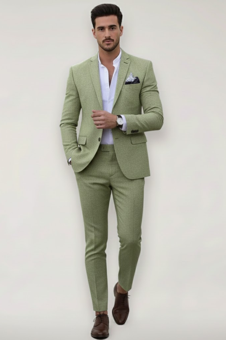 Stylish menswear: a tailored slim fit suit ideal for spring fashion and formal occasions.