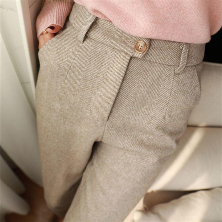 Brown men's slim fit tailored ankle-length dress pants, a comfortable modern choice for men's fashion.