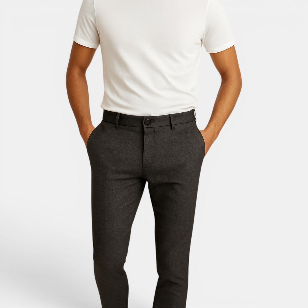 Trendy men's slim fit trousers, a modern menswear staple for tailored work & casual styles.