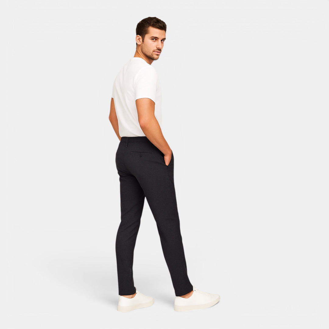Men's slim fit tailored work pants, blending comfort & style for versatile business casual wear.