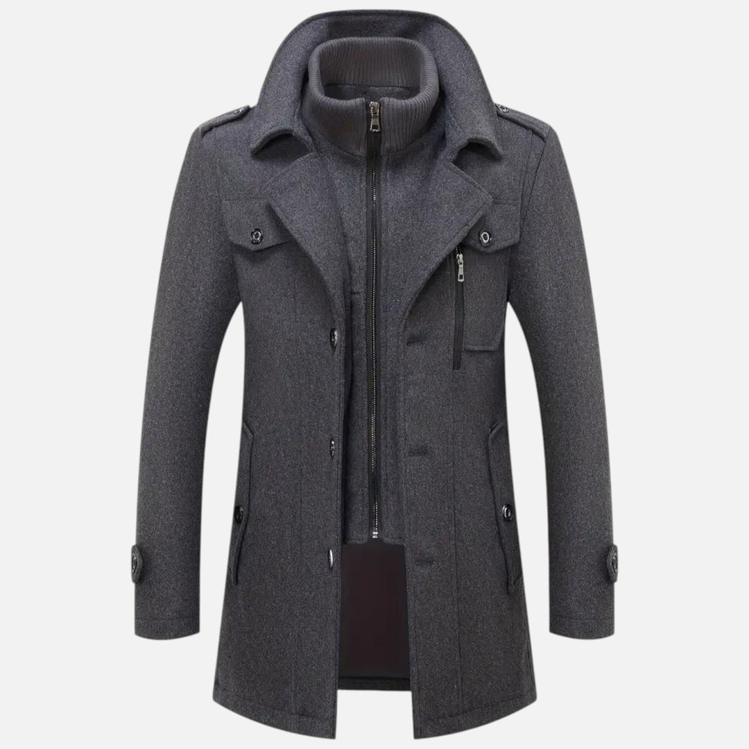 Versatile men's slim-fit textured autumn jacket, great as a winter coat for elegant and sophisticated business style.