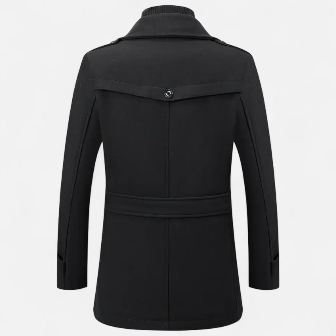 Distinguished men's slim-fit textured jacket, a classic piece of elegant menswear for refined autumn and winter style.