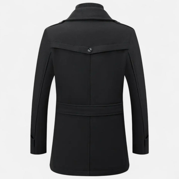 Distinguished men's slim-fit textured jacket, a classic piece of elegant menswear for refined autumn and winter style.