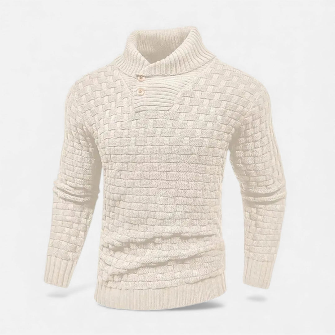 Cozy men's knitwear: a classic slim fit turtleneck sweater for winter fashion.