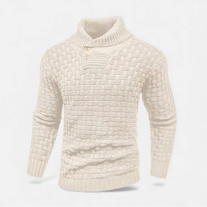 Cozy men's knitwear: a classic slim fit turtleneck sweater for winter fashion.