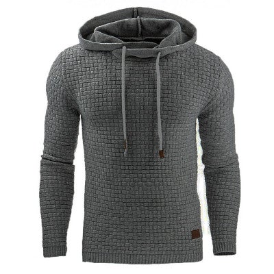 Cozy men's hooded sweatshirt, slim fit, for winter comfort & casual style. Soft fabric pullover.