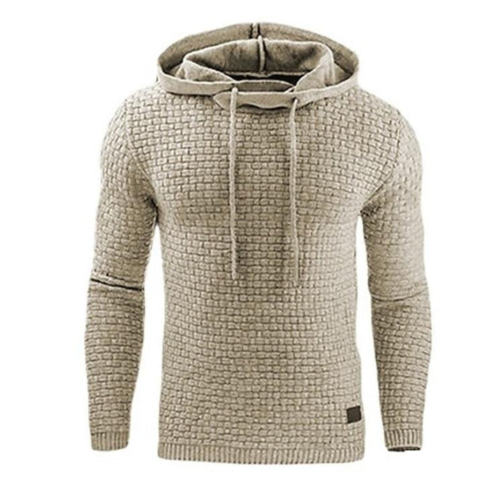 Warm men's slim fit winter hoodie, a stylish pullover sweatshirt for cozy and casual everyday wear.