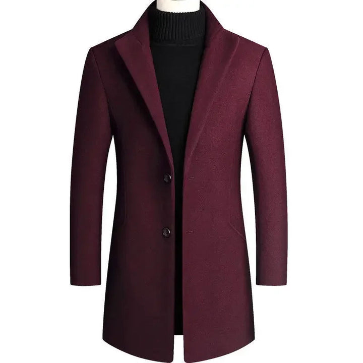 Men's slim-fit wool coat, stylish outerwear for elegant everyday wear.