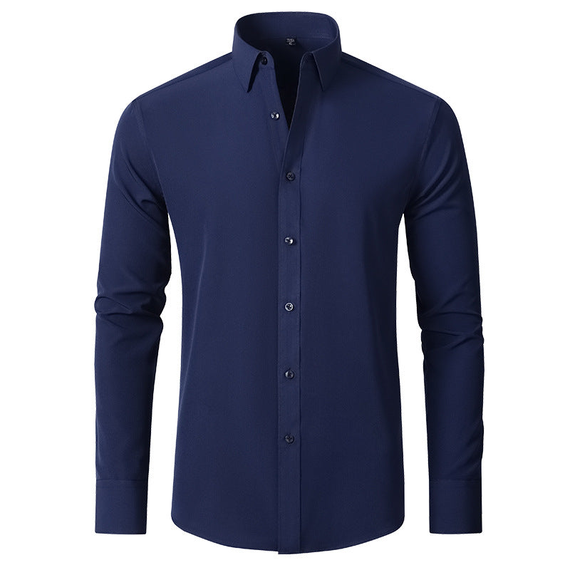 Wrinkle-resistant stretch men's dress shirt. Slim fit for a sharp, comfortable look in men's fashion & formal wear.