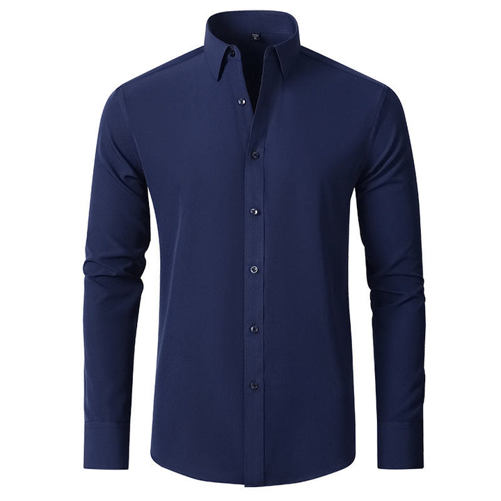 Wrinkle-resistant stretch men's dress shirt. Slim fit for a sharp, comfortable look in men's fashion & formal wear.