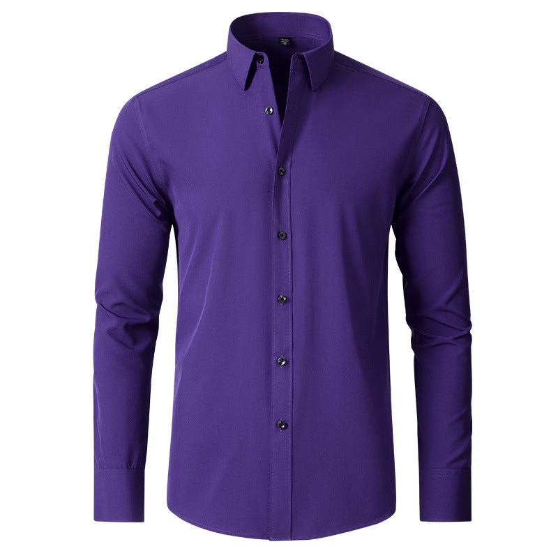 Stylish men's slim fit dress shirt with stretch & wrinkle-resistant features. Great for business casual outfits.