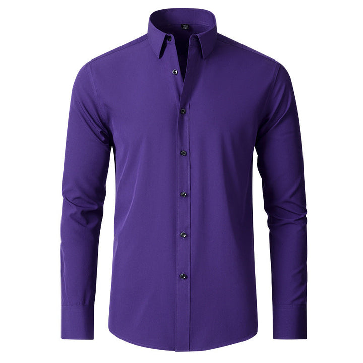 Stylish men's slim fit dress shirt with stretch & wrinkle-resistant features. Great for business casual outfits.