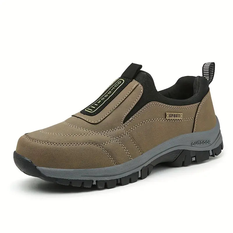 Comfortable men's wide-fit slip-on sneakers, perfect for easy wear and walking. Cushioned for support.