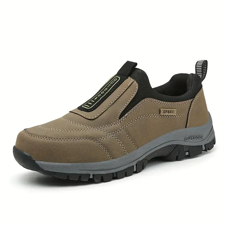 Comfortable men's wide-fit slip-on sneakers, perfect for easy wear and walking. Cushioned for support.