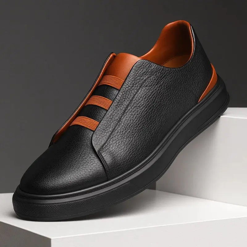 Effortless men's slip-on trainers with unique secure loop lacing for a snug, comfortable fit.