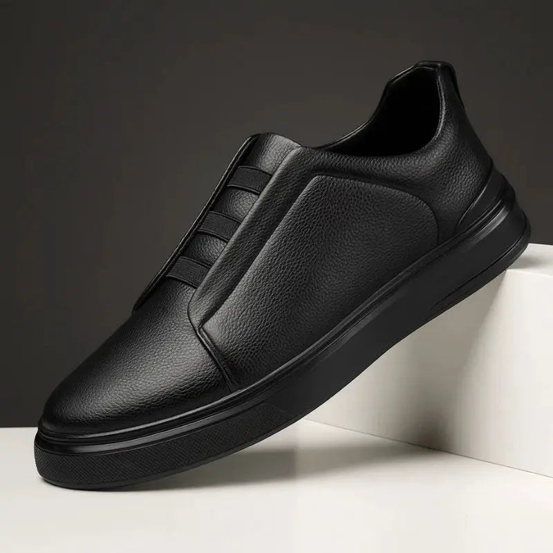 Stylish men's casual slip-on shoes with secure loop lacing, perfect for quick on-the-go wear.