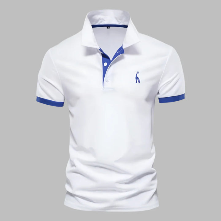 Men's smart-casual performance polo shirt, ideal for office or everyday wear. Breathable tailored fit, short sleeve.
