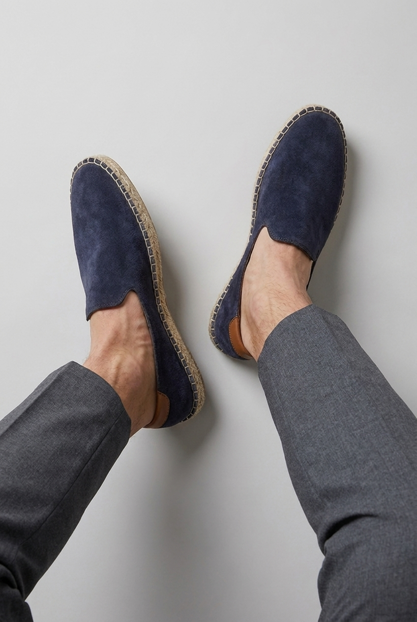Close-up of comfortable men's slip-on loafers, perfect for holiday wear.